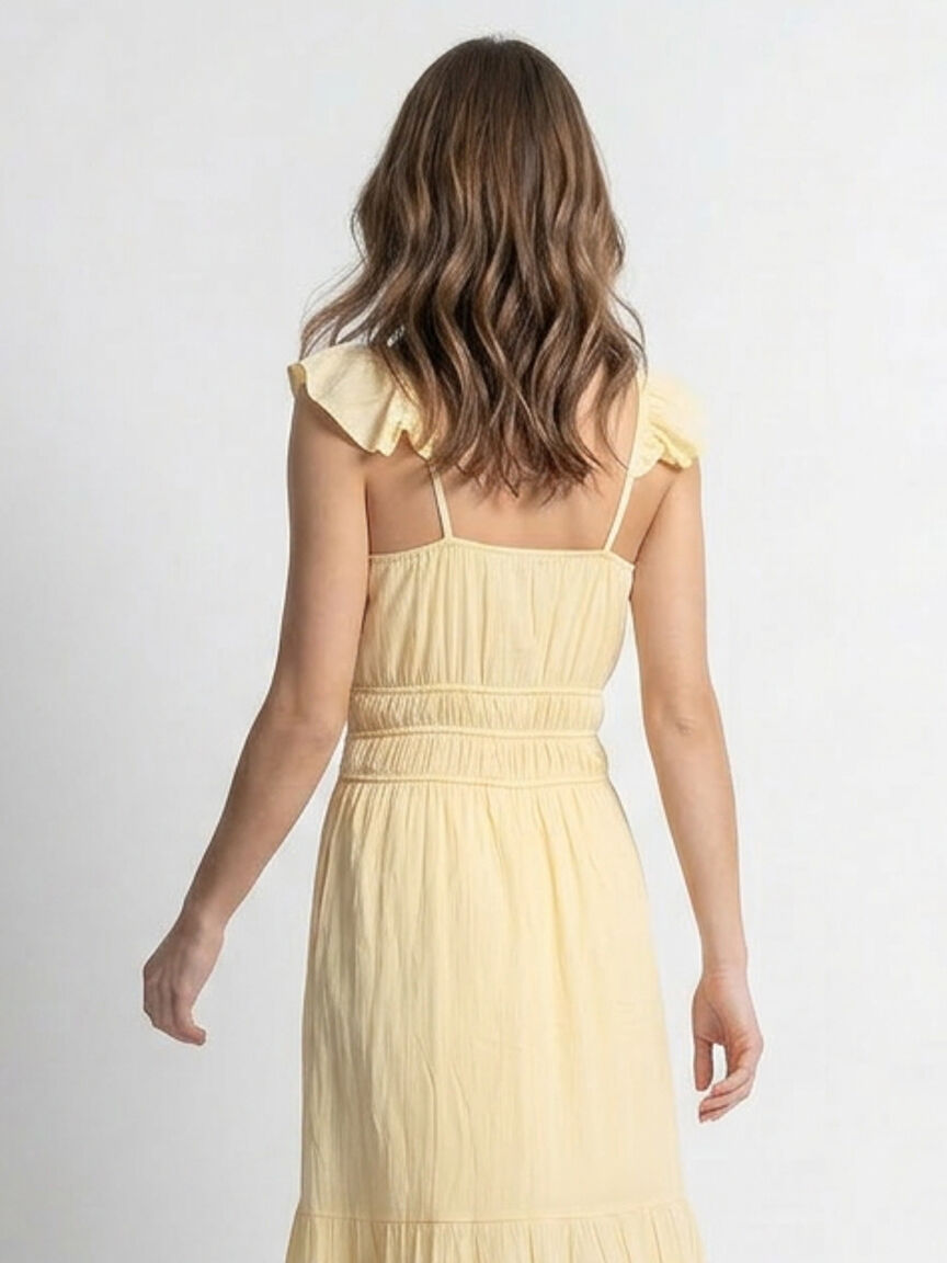 flutter sleeve chiffon maxi dress